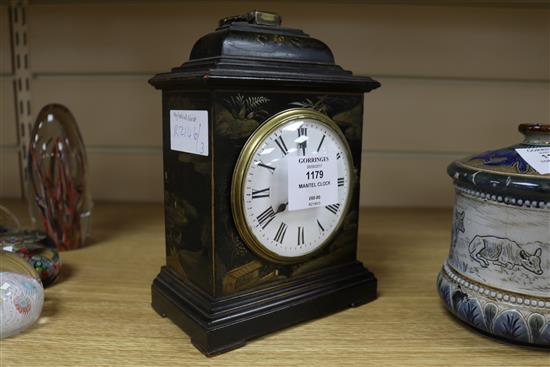 A chinoiserie lacquered mantel clock